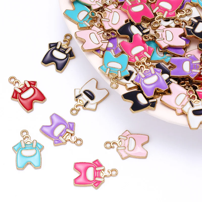 

20Pcs 15*21mm Cartoon Baby Clothes Jumpsuit Enamel Pendant Cute Fun Children's Charm for Jewellery Making Bracelets Accessories