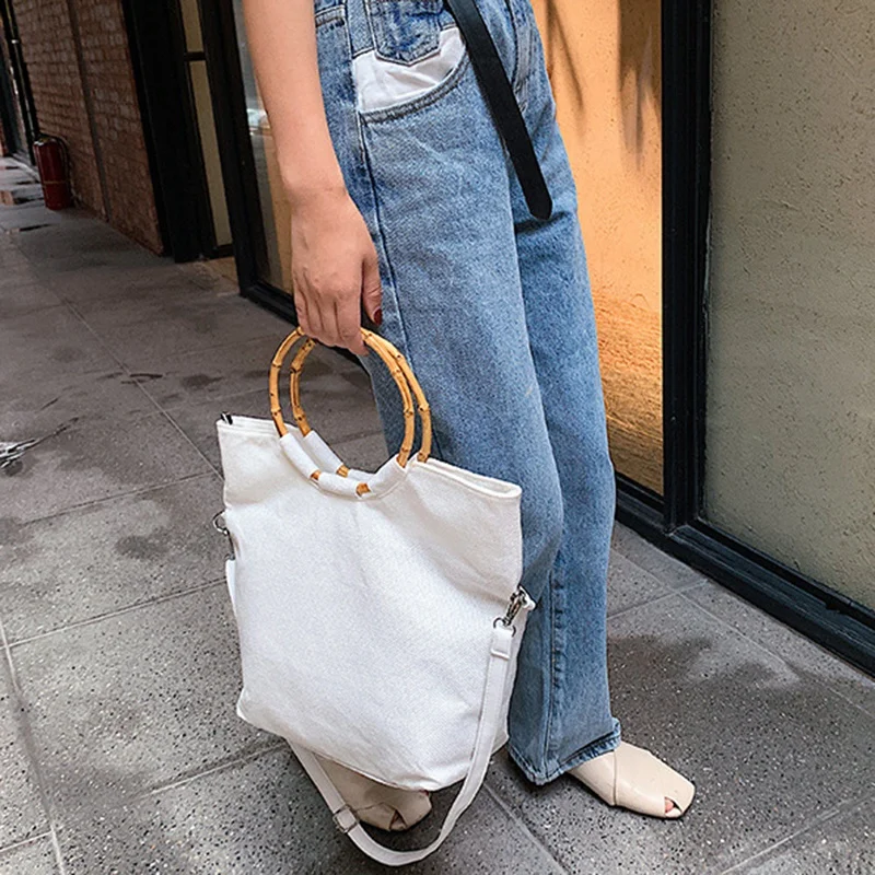 Bolso de mano de bambú versión coreana del anillo para mujer, tejido de lino bolso de mano, bolso de mensajero de hombro femenino, nueva moda