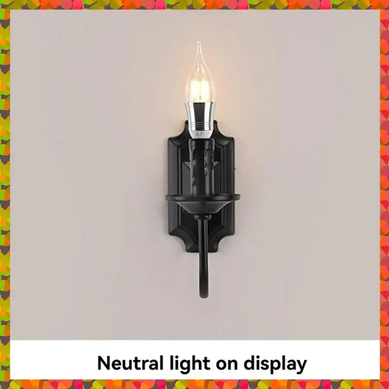 

Promotion! 3W Vintage Candlestick Wall Sconce E14 Base Metal Wall Light For Fixture Bedroom Living Room Hallway