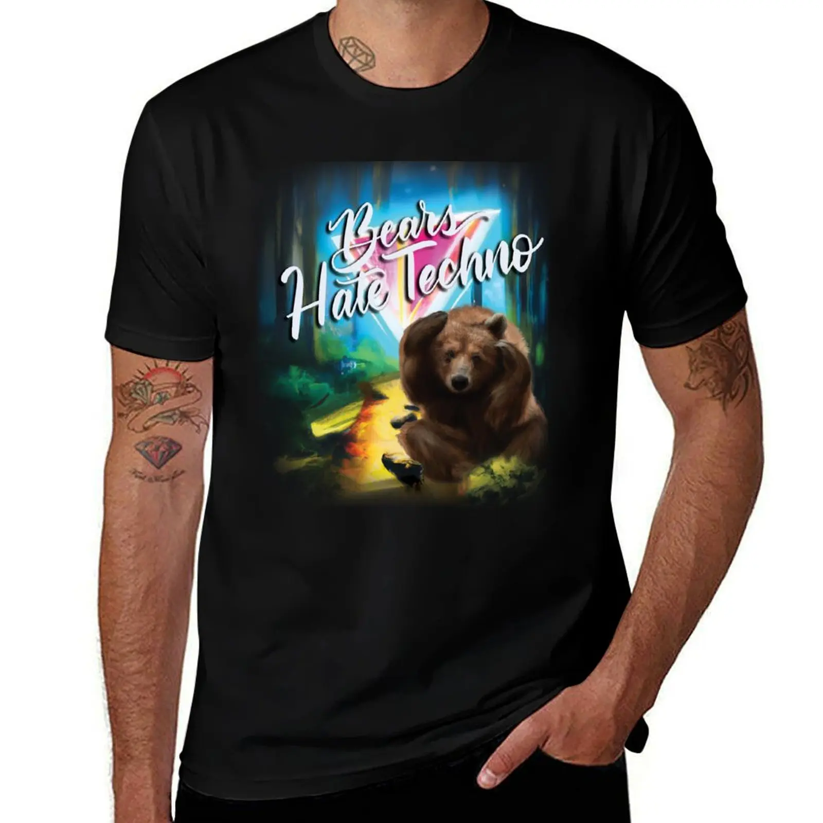 

Bears Hate Techno T-Shirt man t shirt summer graphic t shirts for man T-Shirt