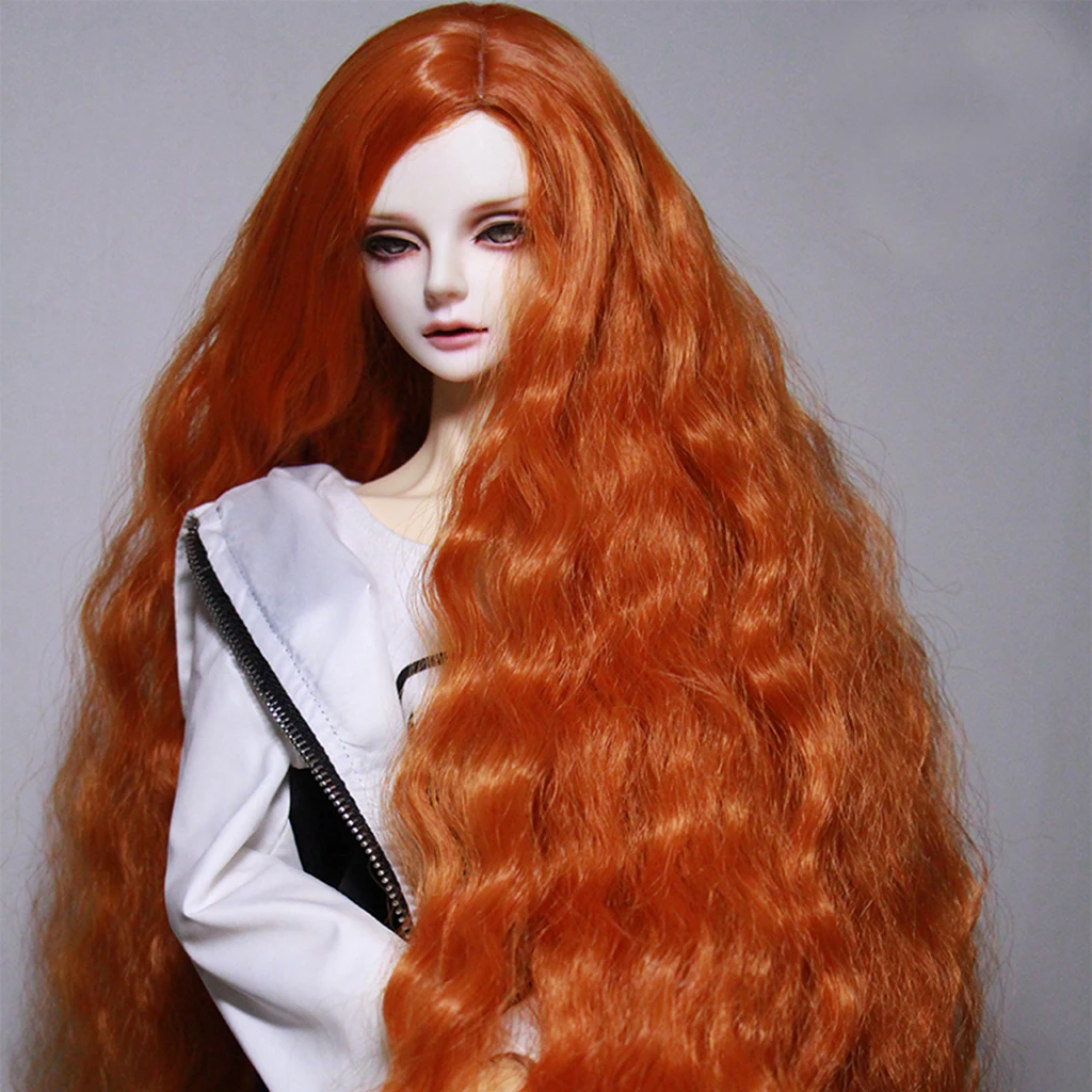 [wamami] Orange/Brown Wavy Crimp Wig 1/4 MSD 1/6 1/3 1/8 1/12 SD AOD DZ BJD Dollfie