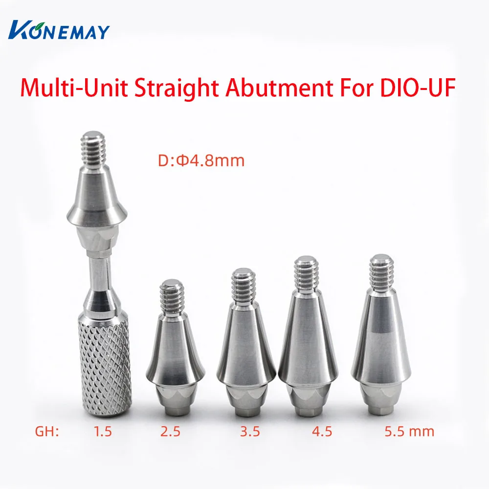 Konemay 10pcs Mini/Regular D4.8mm GH1.5-5.5mm Multi-Unit Straight Abutment For DIO-UF Titanium Prosthetic Multiunit Abutment