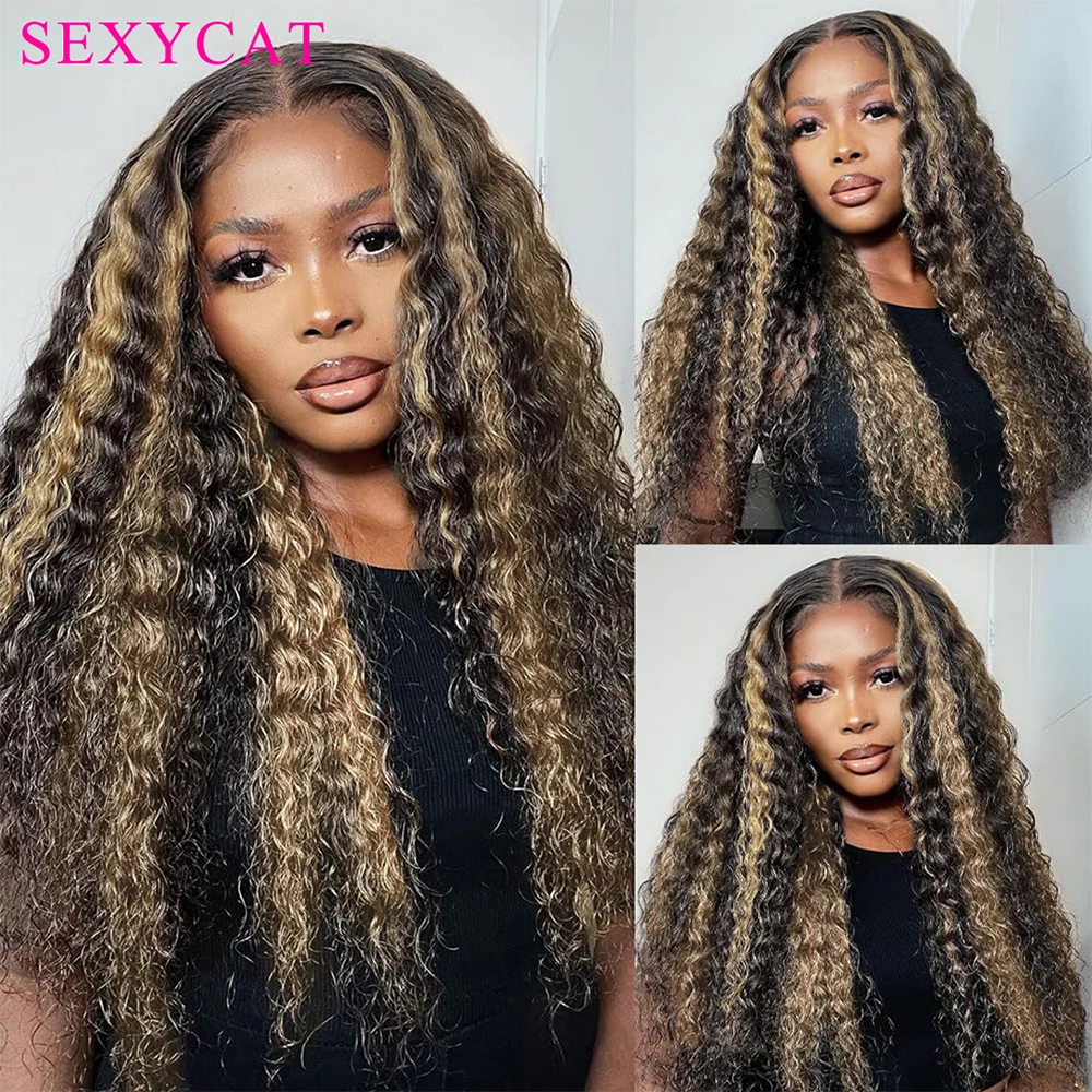 Highlight Deep Wave Lace Front Pruiken Human Hair 13X4 Hd Lace Front Pruiken Menselijk Haar 1b/27 Zwart Met Blonde Gekleurde Lijmloze Pruiken