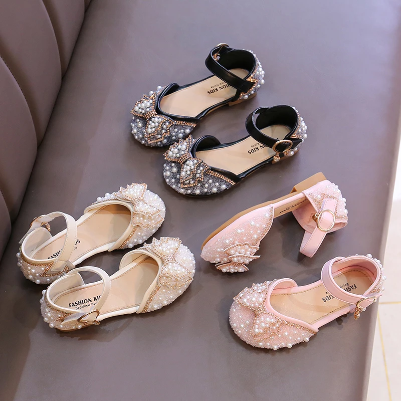 Summer Girls Flat Princess Sandals Fashion Sequins Bow Rhinestone Baby Shoes Kids Shoes For Party Wedding Party Sandals