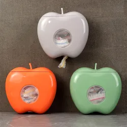 Dispensador de envoltura de plástico montado en la pared en forma de manzana, caja de almacenamiento multifuncional no porosa, caja de polvo, accesorios de cocina y baño