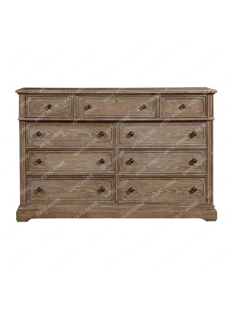 AA country solid wood chest retro old bedroom dressing cabinet