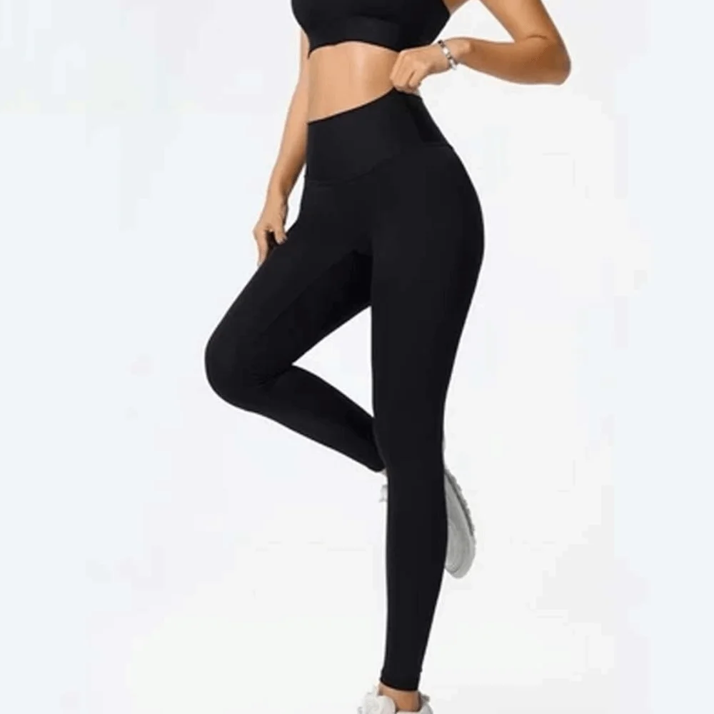 

Эластичные леггинсы для йоги с эффектом утяжки живота, высокой талией, черные, длинные, для фитнеса и спорта