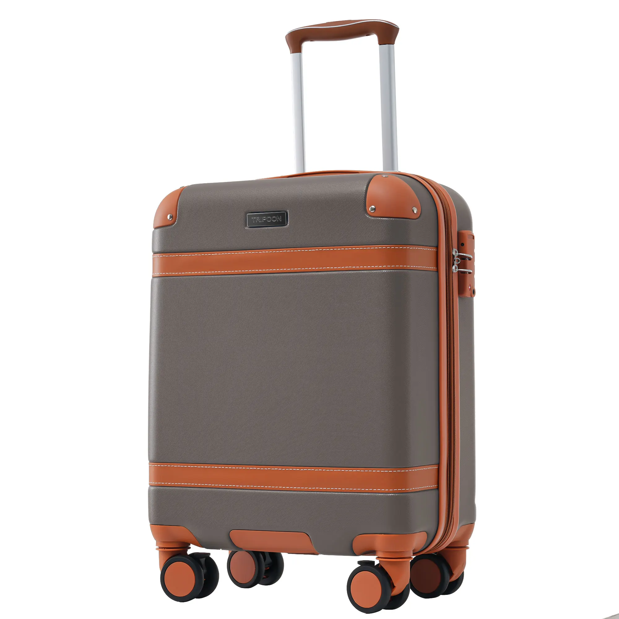 VSOGA Hardshell Suitcase suitcase hand luggage 4 Rolls ABS Material TSA Custom Lock 56*38.5*23.5 cm Brown