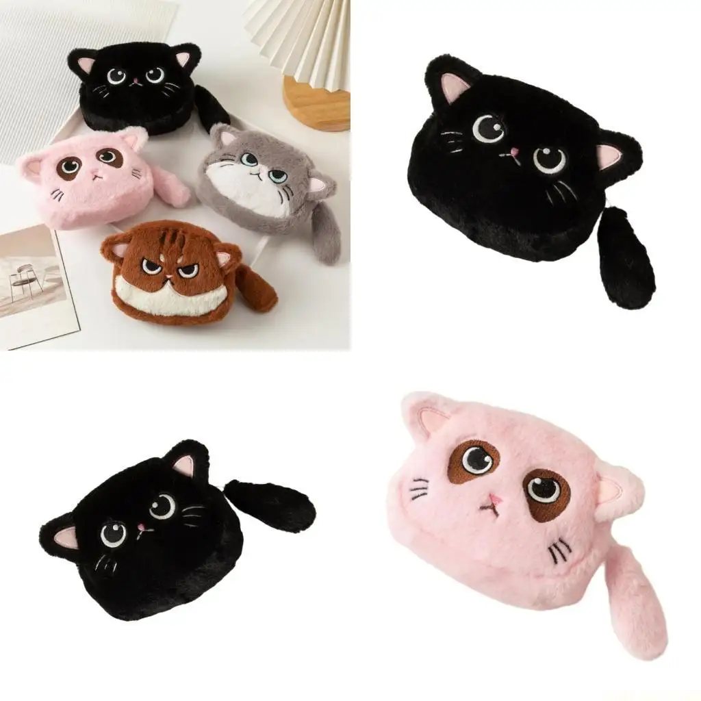 

X90D Кошелек для монет в форме кошек, небольшой кошелек, сумка для косметических предметов, кошелек для мелочей, плюшевый для с