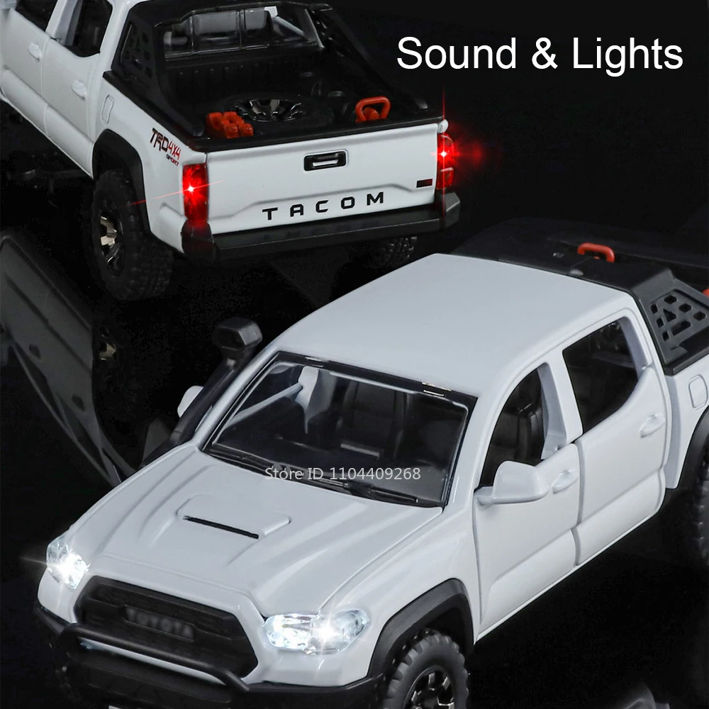 1:32 Scale TACOMA Raptor F150 Model Car Toy Sound Light Diecast Metal Pull Back Off-road Pickup Models Collection Kids Gifts