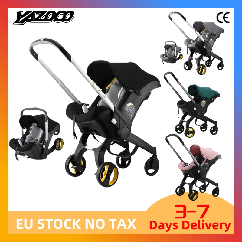 Poussette 4 en 1 pour bébé, chariot de sécurité, pliable, léger, multifonctionnel, système de voyage