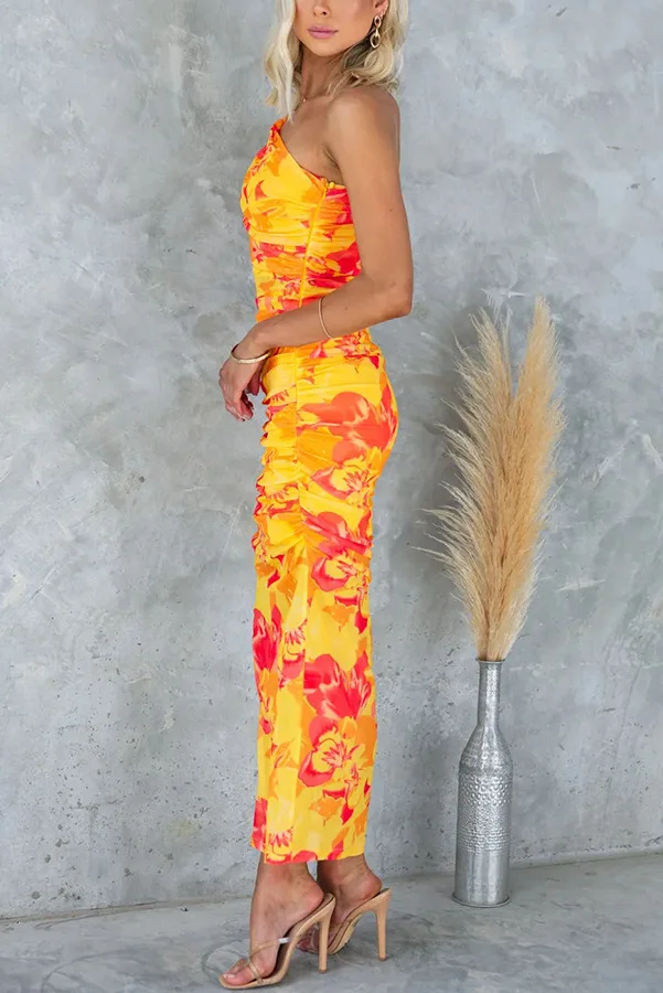 여성 봄 여름 신상 플라워 프린트 스트레치 오프숄더 프린트 드레스 캐주얼 휴가 원피스 바디콘 슬림