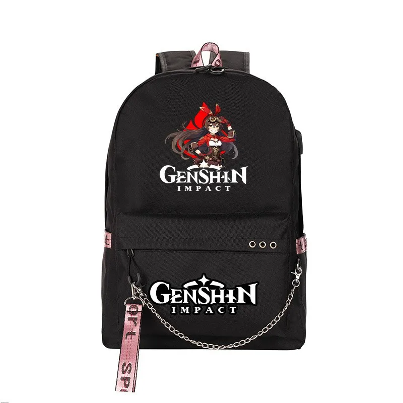 

Hip Hop Popular Genshin Impact USB Student School Bags Unisex Printed Oxford Waterproof Notebook multifunction Travel Backpacks