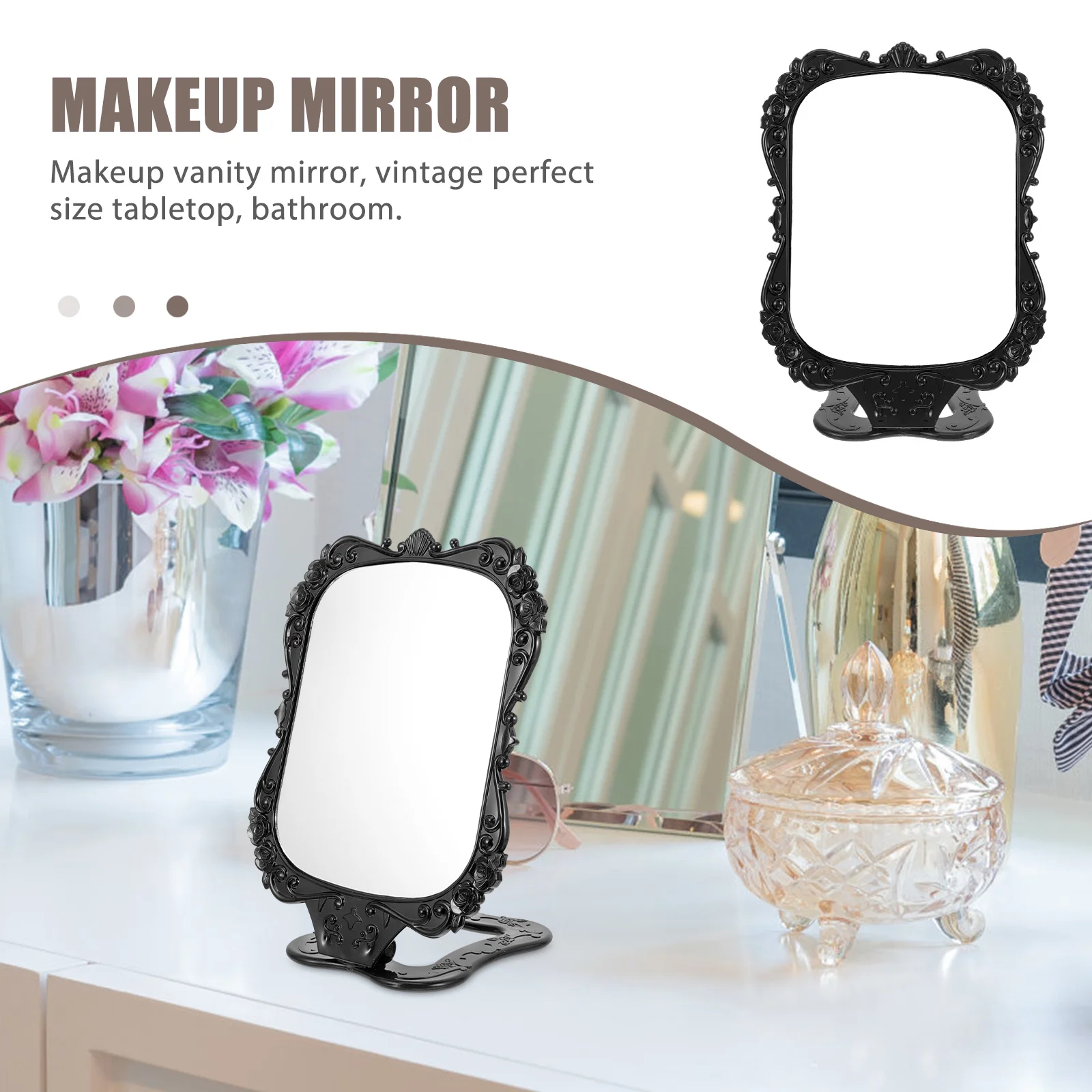 Lusterko do makijażu składane, owalne, bez zniekształceń, przenośne lusterko kosmetyczne do podróży, sypialni, toaletki.