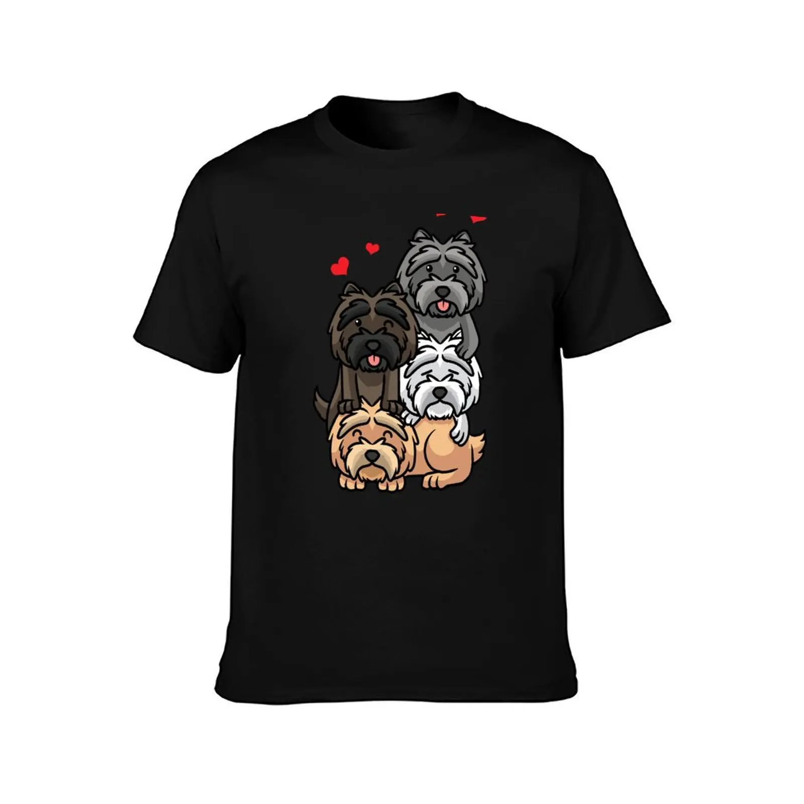 Cairn Terrier Dogs With Hearts T-Shirt Basic Breathable Solid Color T-Shirt