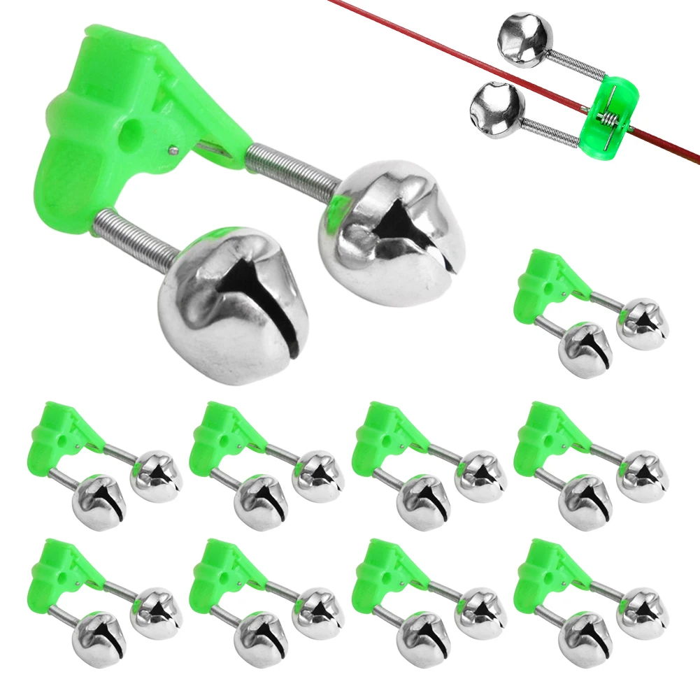 FREE FISHER 50pcs Fishing Bells for Sea Fishing 5cm Rod Bell with Clip Catfish Bells Alarm Dual Alert Ring Fishing Bite Alarm