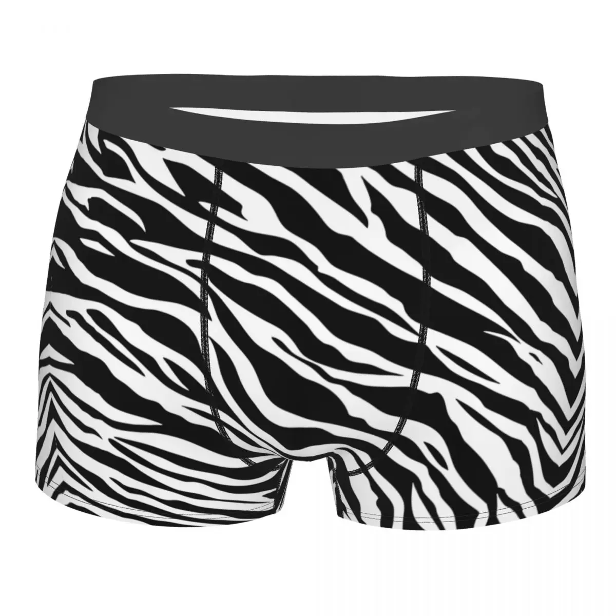 Men's Boxer Briefs Shorts Panties Horse Zebra Pattern Print Breathable Underwear Black And White Homme Funny Underpants