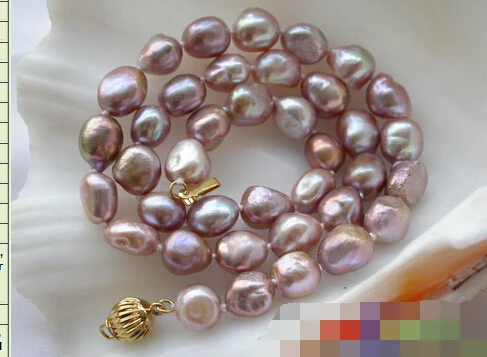 

17" 8-10mm lavender baroque freshwater pearl necklace