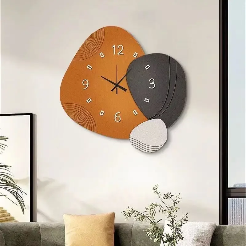 Imagem -04 - Silencioso Oval Living Clock Criativo Mural Relógios de Parede Decoração Home Tendência Moderna Imagem Pendurada Restaurante