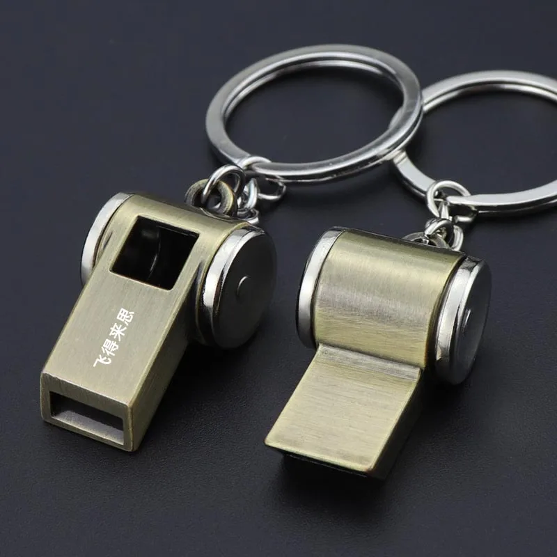 Creative All-metal Function Whistle Keychain Sound Keychain Retro Christmas Small Gift Outdoor Survival Whistle