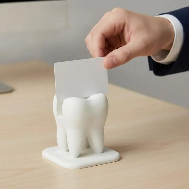 Novelty Tooth Modeling Business Card Holder Desktop Storage Box for Dental Hospital Reception Display