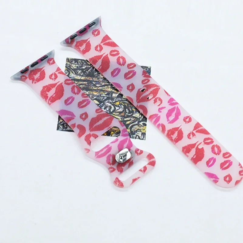 Strap for Apple Watch Band 42mm 46mm 44mm 45mm 49mm Silicone Transparent Printing Bracelet IWatch Series 10 9 8 7 6 SE 3 Ultra2