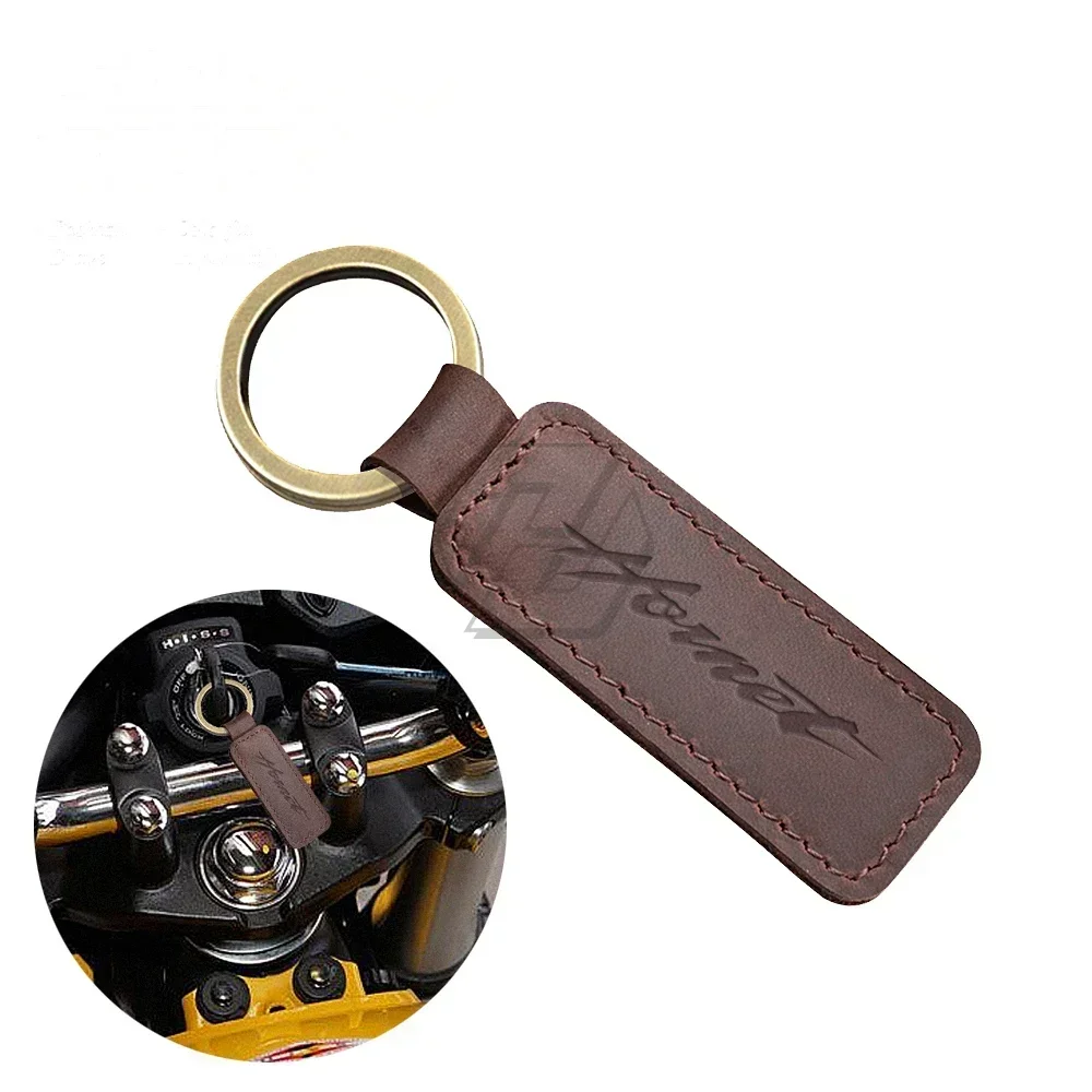 For Honda Hornet Key CB1000R CB250F CB600F CB900 Etc Motorcycle Keychain Cowhide Key Ring