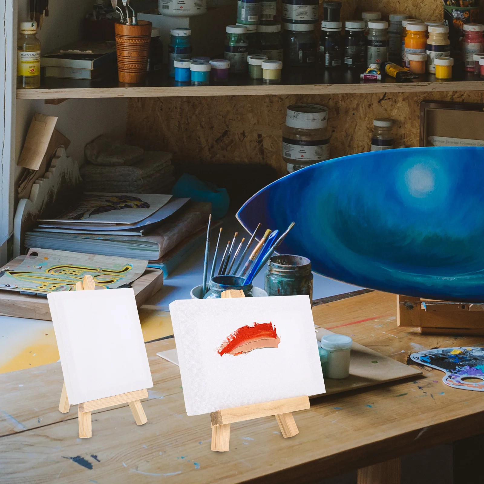 

2 set Crafted Diy Mini Canvases Multi-Function Canvas Easels Delicate Painting Panels For Home Office Gallery Art Decor