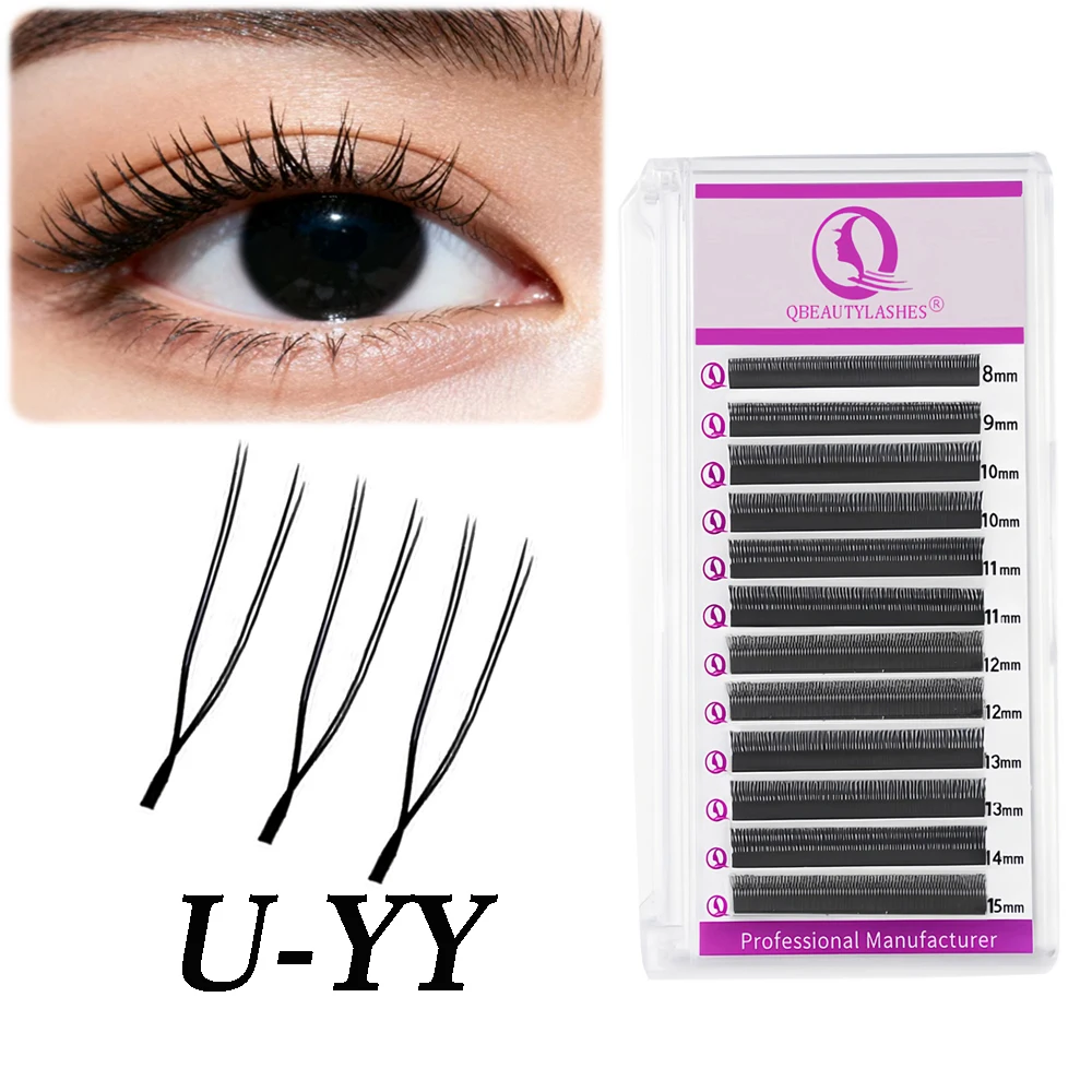 

Qbeautylashes W U YY Shaped Lash Extensions 8–15mm Mix Length Easy Pick Premade Volume Soft Natural False Eyelashes