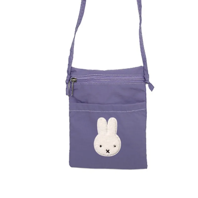 Bolso cruzado de nailon Kawaii Miffy, bolso minimalista para teléfono portátil con bonito conejito, bolsa para pasaporte de viaje, bolso de hombro informal Unisex