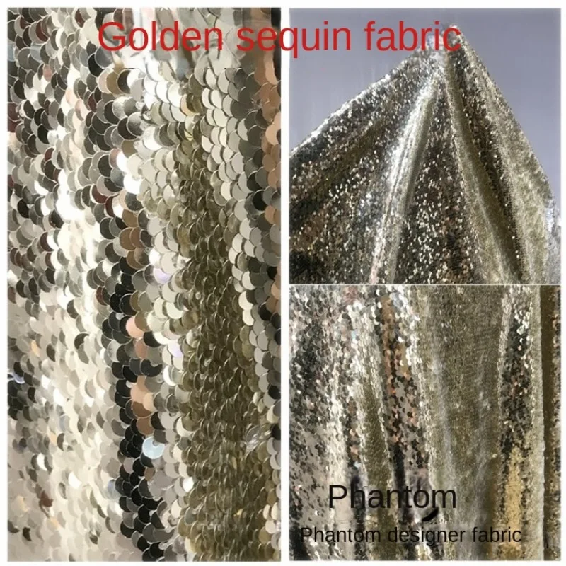 

Золотая ткань с блестками, свадебное украшение, ткань для представлений, одежды, дизайнера ручной работы, Diy, швейный материал на метр