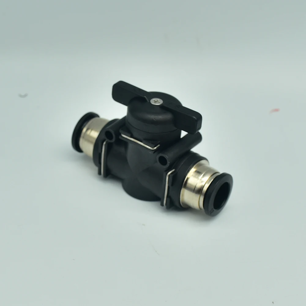 BUC 4mm 6mm 8mm 10mm 12mm Black Pneumatic Push In Quick Joint Connector Hand Valve To Turn Switch Manual Ball Current Limiting image 4