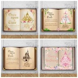 Fairy Tale Book Birthday Party Wedding Custom backdrop Once Upon a Time Ancient Castle Butterfly Flower Princess Girl Photo Prop
