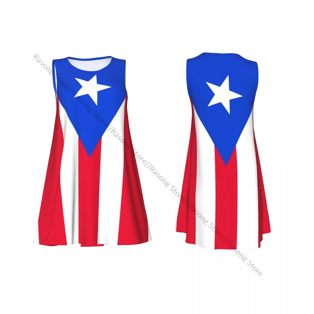 ชุดสตรีเปอร์โตริโกธงฤดูร้อน Casual T เสื้อชายหาดชุดถัง