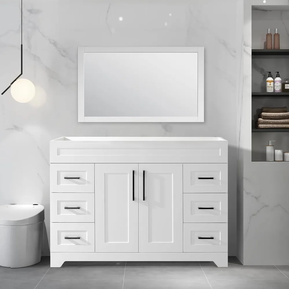 48 inch Single Bathroom Vanity,Modern Bathroom Cabinet Without Sink,with Soft Closing Door and Drawers,White