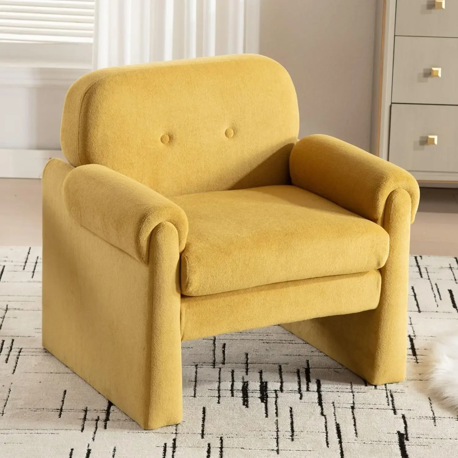 LukeAlon Chenille Upholstered Accent Chair, Modern Armchair Single Sofa Chair Comfy Reception Chair Side Chair for Living Room B