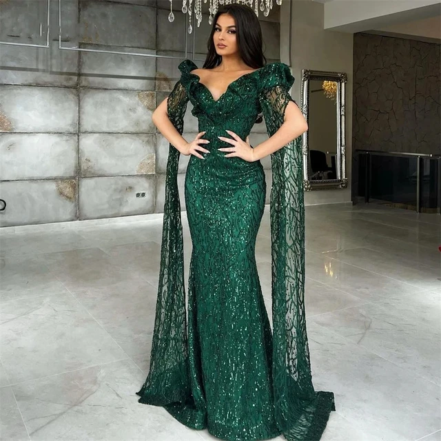 Green lace mermaid dress best sale