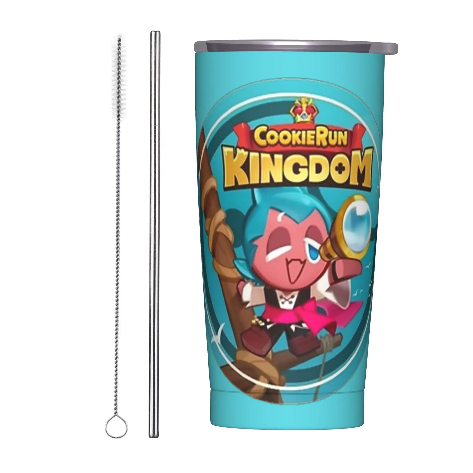 Cookie Run KingdomSorbet Shark Cookie Insulated Tumbler with Straws  Vacuum Coffee Mugs Double Wall  Bottle Cups, 20oz