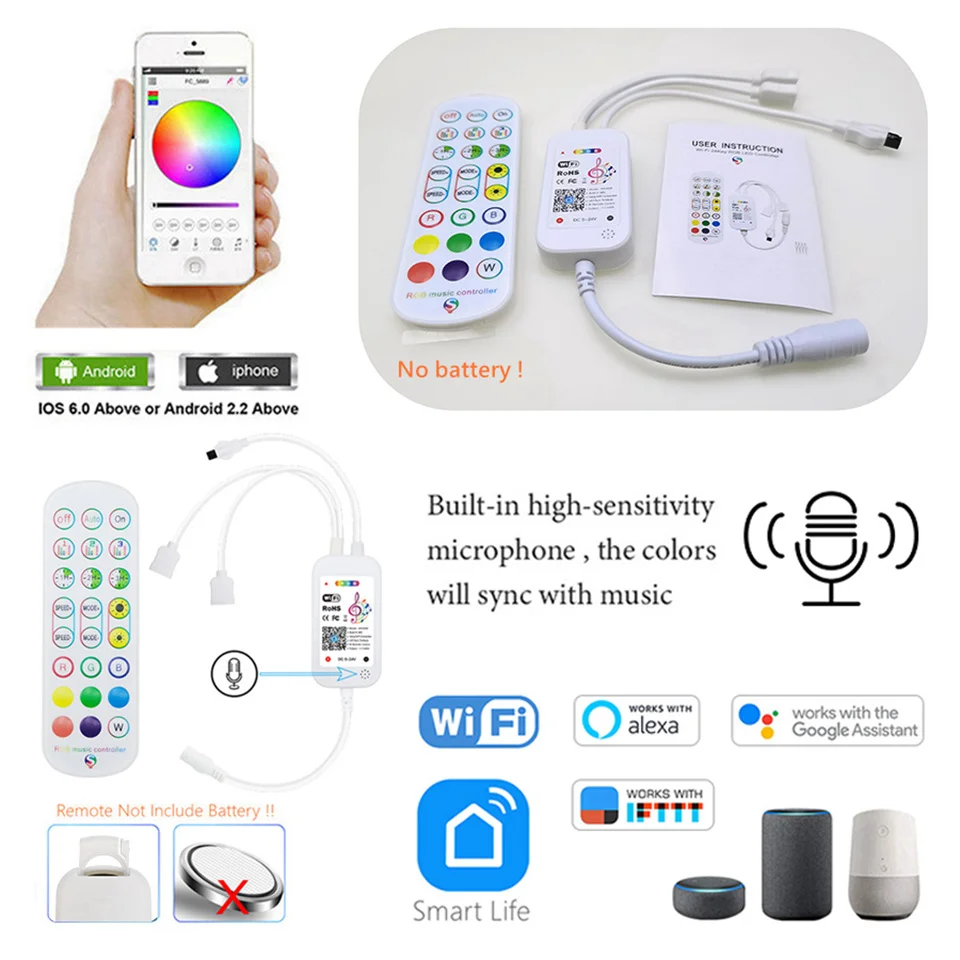 Tuya Smart Life WIFI Controller / Bluetooth DC 12V ملحق ذكي غير مقاوم للماء لشريط RGB LED COB LED Light 2835/5050 #5