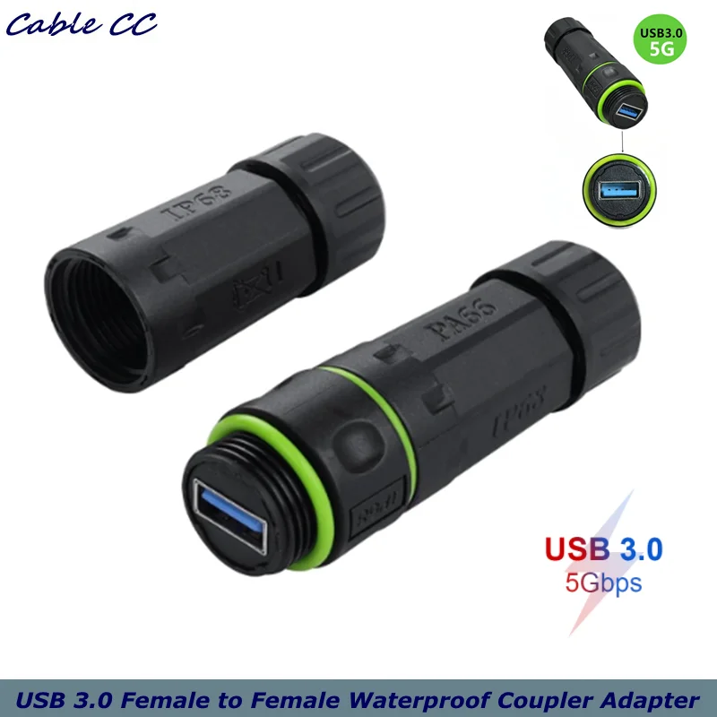 Waterproof USB Port, 5Gbps Waterproof IP68 Pass Through USB 3.0 Connector, Type A Female to Female Bulkhead Extension Adapter