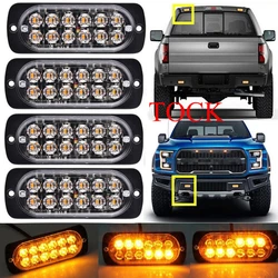 Accessori Auto 12 LED 12-24V segnale di emergenza luce di avvertimento laterale luci Flash griglia arancione guasto fendinebbia per tutte le Auto