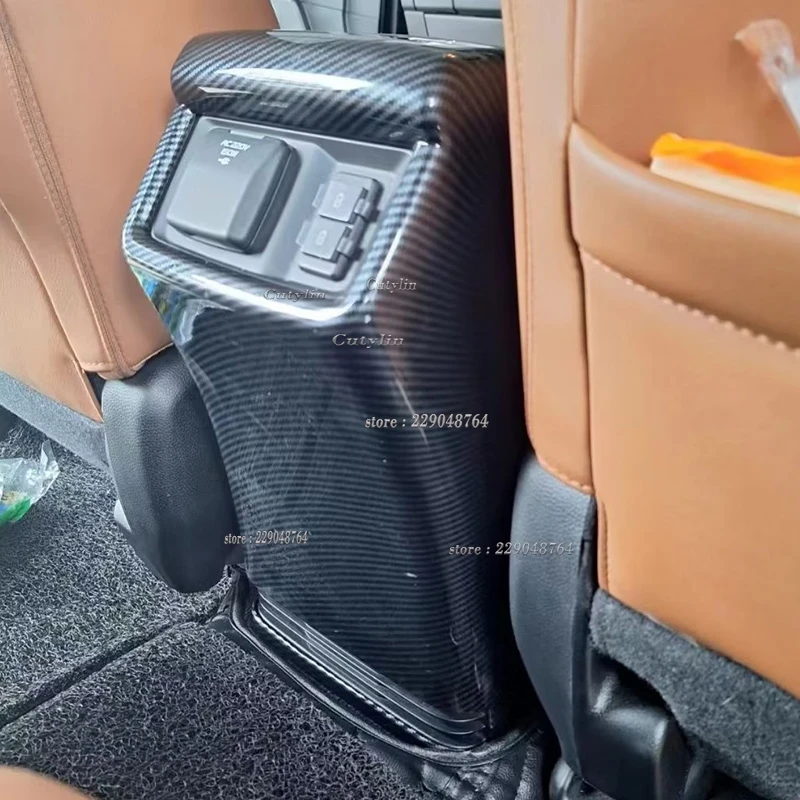 For Isuzu MU-X MuX 2022 2023 2024 ABS Carbon Fiber Rear Seat Air Armrest Box Condition Vent Outlet Cover Trim Car Accessories