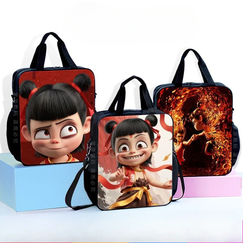 

Nezha Schoolbag Cute Cartoon Multi-function Portable Inclined Shoulder Bag High-capacity Delicate Canvas Bag Birthday Present