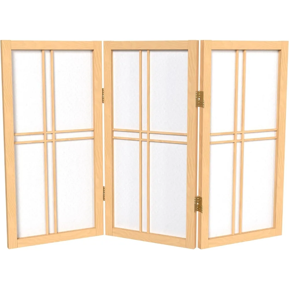 

2 ft. Short Desktop Double Cross Shoji Screen - Natural - 3 Panels