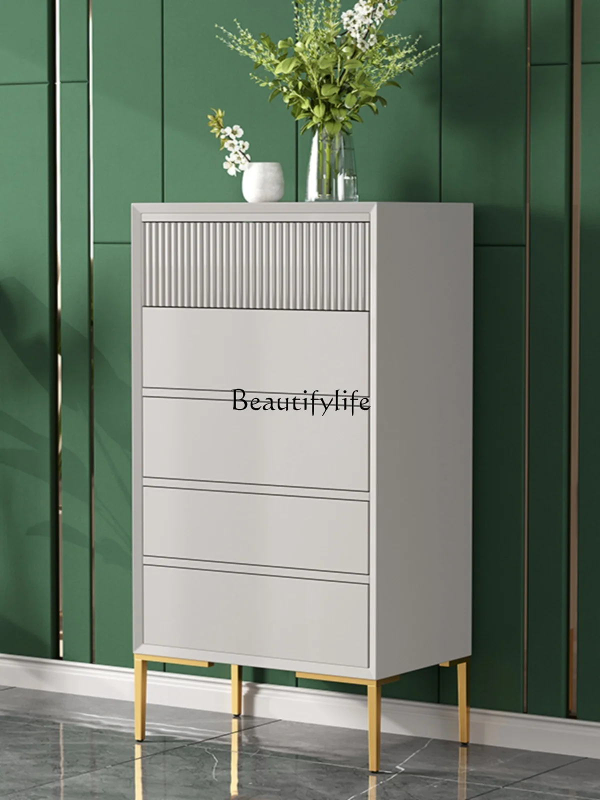 Italian-Style Light Luxury Four-Bucket Entrance Cabinet Drawer Wall-Mounted Household Storage Storage Cabinet