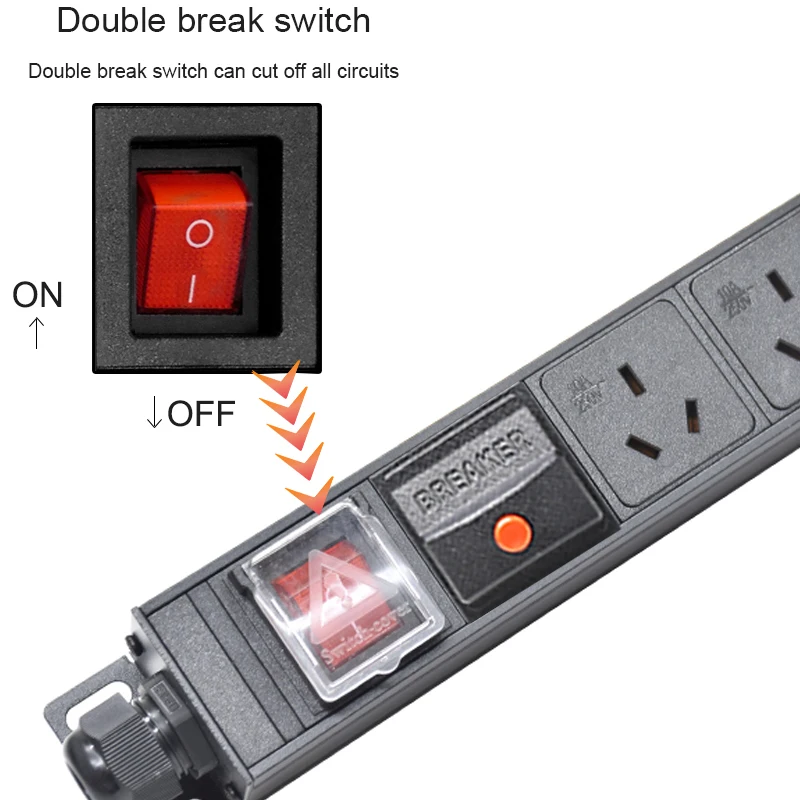 

Удлинитель PDU из алюминиевого сплава, защита от перегрузки, 10A, 3-контактная розетка, австралийская розетка, шнур длиной 2 метра, крепление в стойку для сетевого шкафа