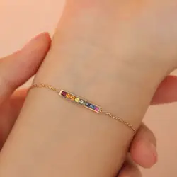 Classic Light Luxury Fashion Balance Rainbow Series Gem Bracelet for Women Creative Charm Bangles Banquet Party Silver Jewelry