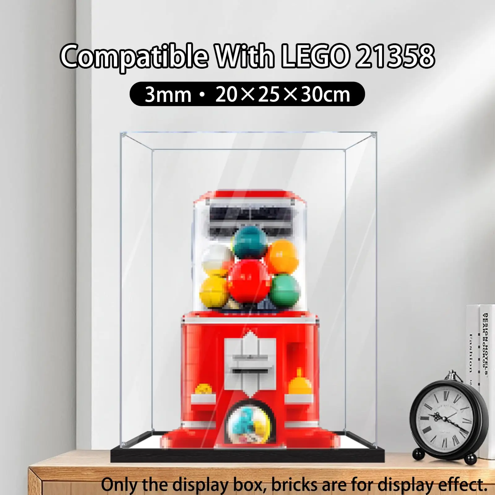 Acrylic Display Case Compatible with Lego 21358 Minifigure Vending Machine Model,Clear Dustproof Storage Box(Model Not Included)