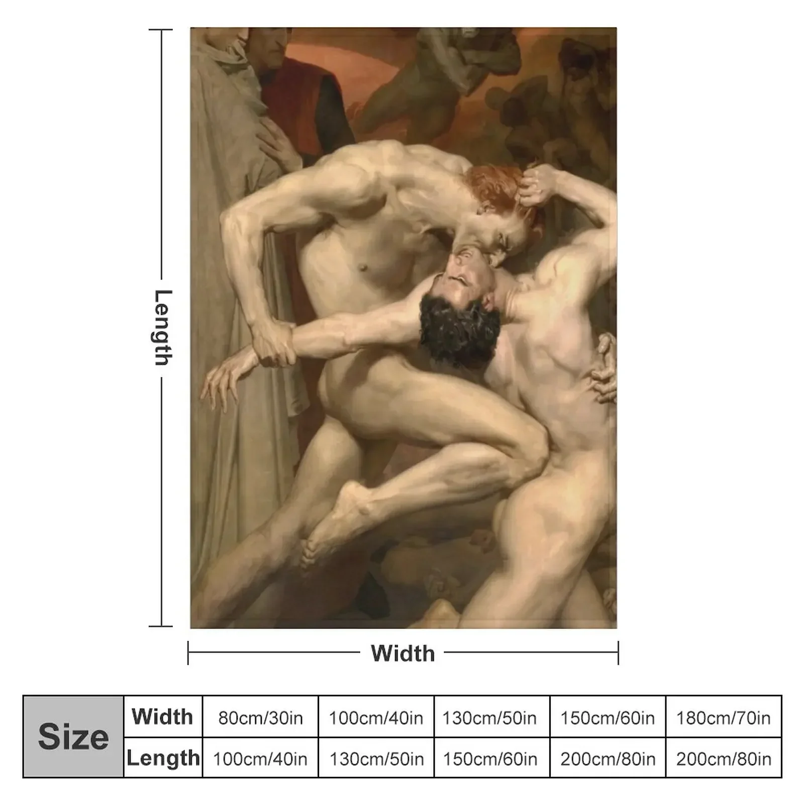 DANTE AND VIRGIL - WILLIAM-ADOLPHE BOUGUEREAU Throw Blanket valentine gift ideas Retros Blankets