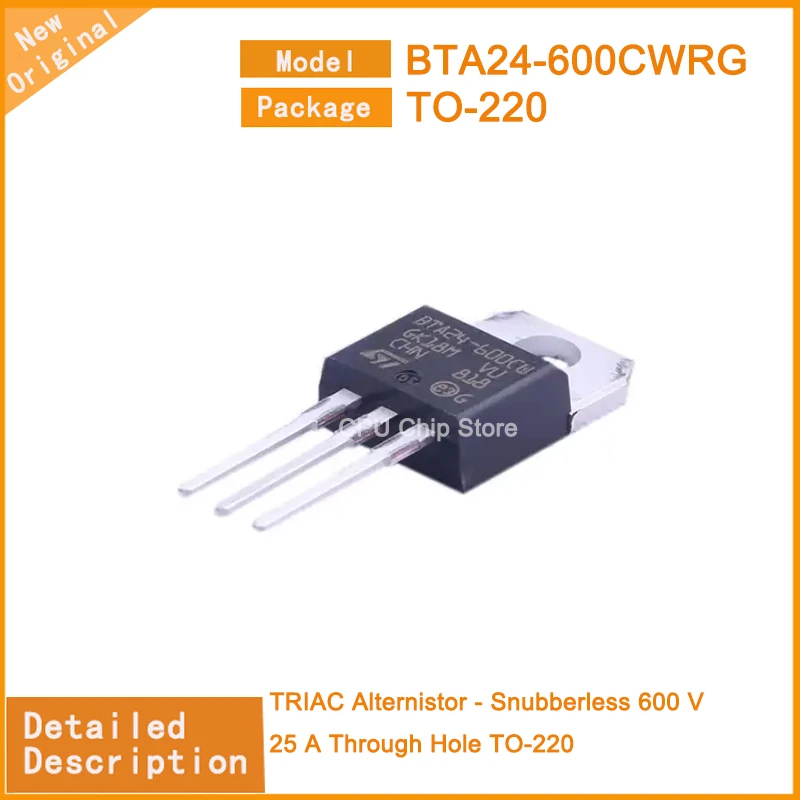 10Pcs/Lot   New Original  BTA24-600CWRG BTA24  TRIAC Alternistor - Snubberless 600 V 25 A Through Hole TO-220